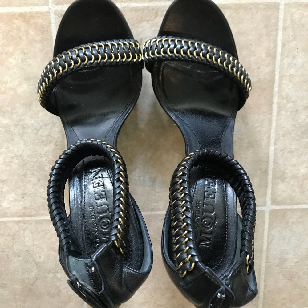 Alexander McQueen gold chain link heels; 40.5